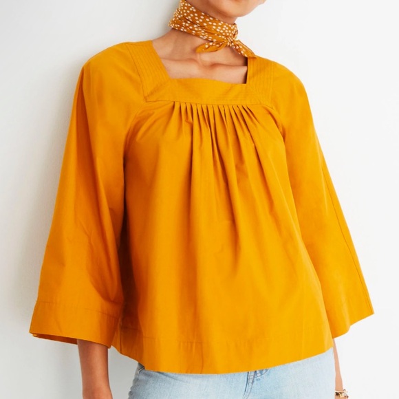 Madewell Tops - Madewell Square Neck Mustard Yellow Blouse Top